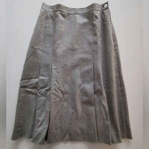 Aquascutum London Light Gray Pleated Midi / Knee Length Skirt Vintage 14